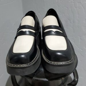 VINTAGE TATTOO ROBERT WAYNE CHUNKY PENNY LOAFERS BLACK WHITE SIZE 8 M
